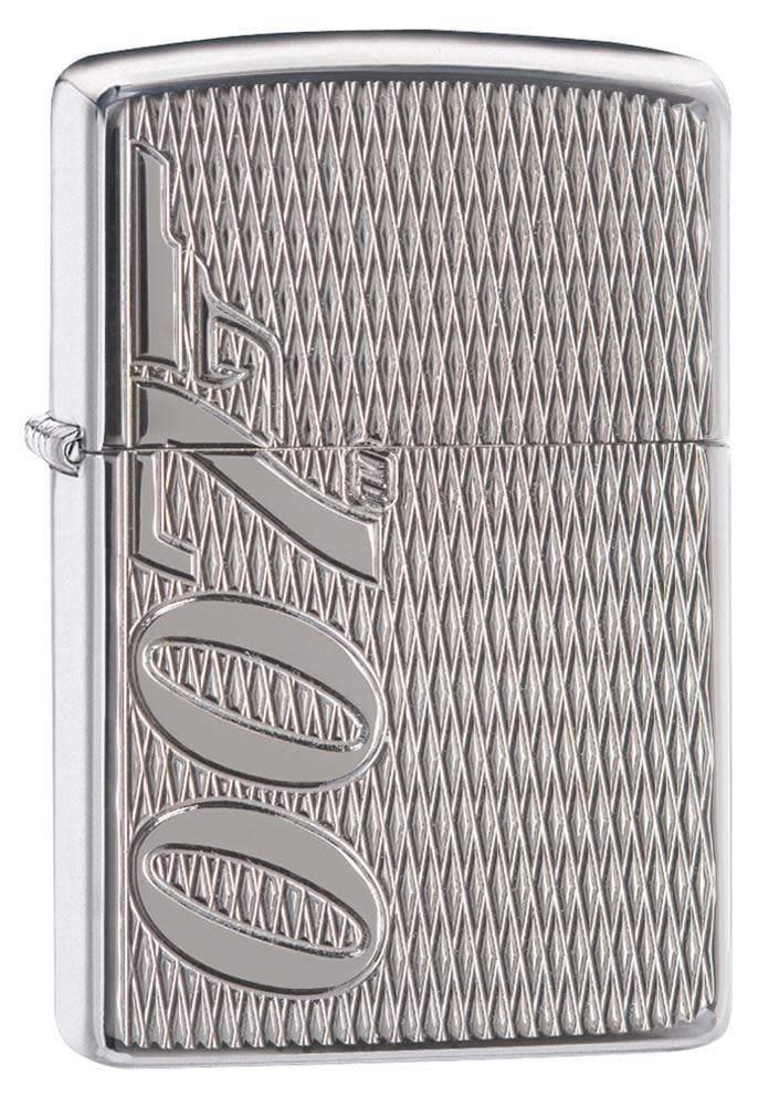 James Bond Deep Carve High Polish Chrome Windproof Lighter 3/4 View