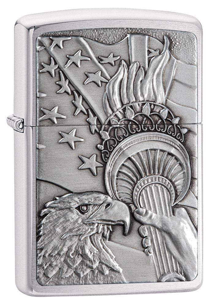 20895, Patriotic Eagle with Stars, Emblem Attached, Brushed Chrome Finish