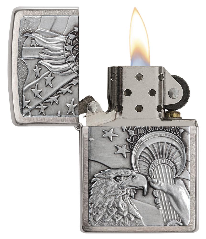20895, Patriotic Eagle with Stars, Emblem Attached, Brushed Chrome Finish