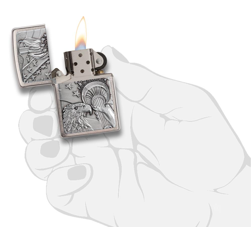 20895, Patriotic Eagle with Stars, Emblem Attached, Brushed Chrome Finish