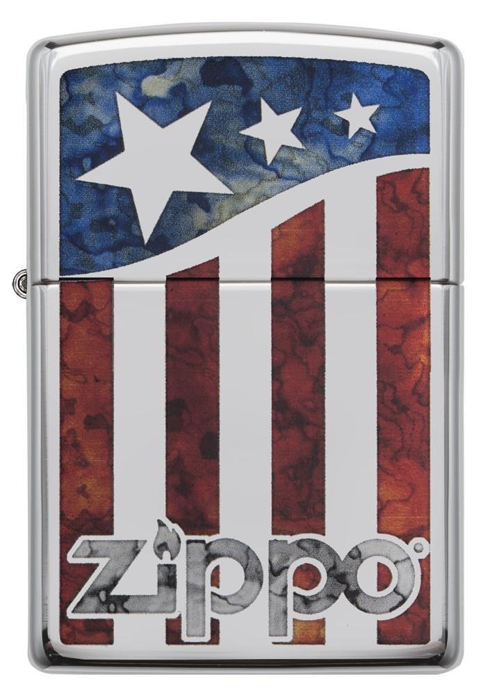 29095, Zippo US Flag, Fusion, High Polish Chrome, Classic Case