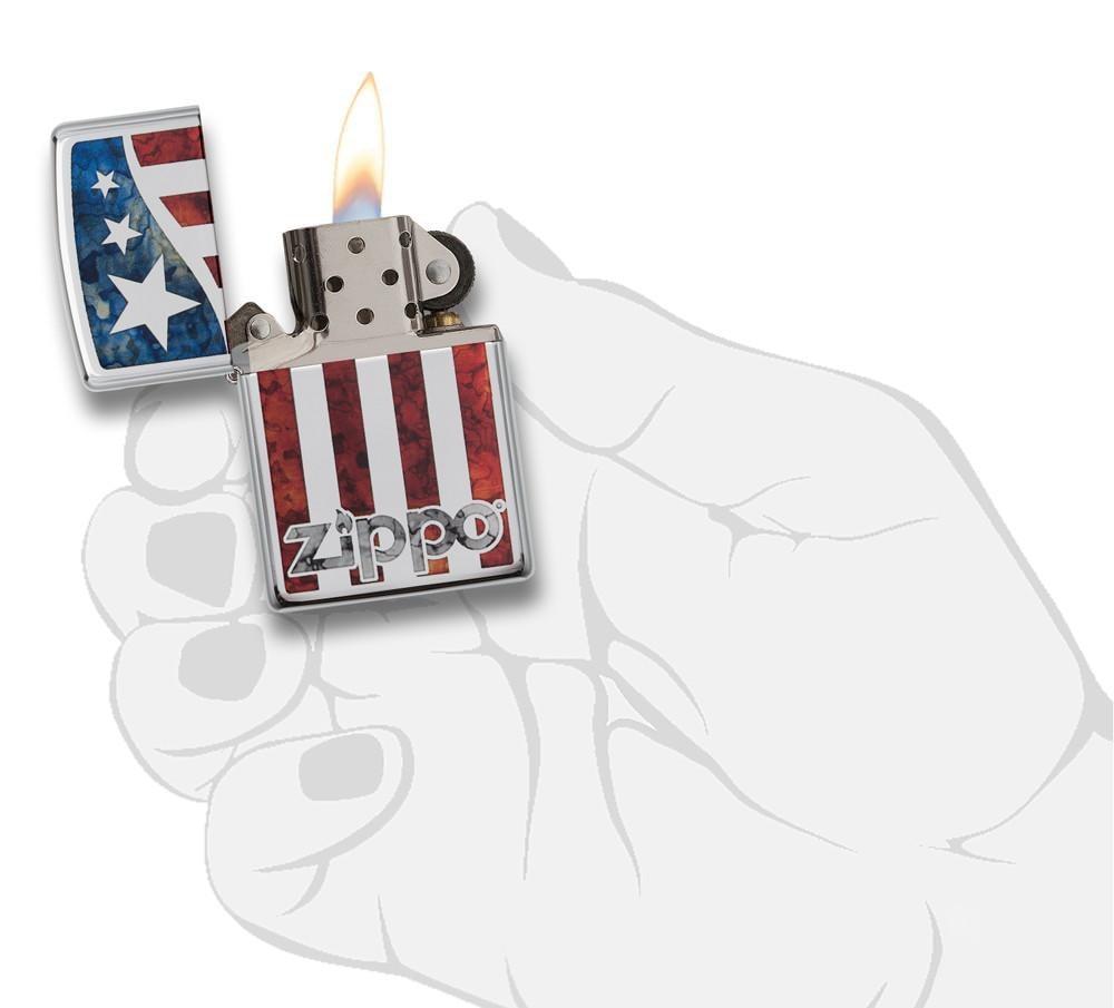 29095, Zippo US Flag, Fusion, High Polish Chrome, Classic Case