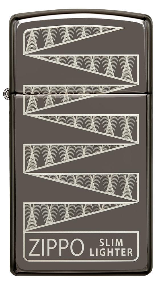 Front view of Slim® Black Ice® 65th Anniversary Collectible Windproof Lighter.