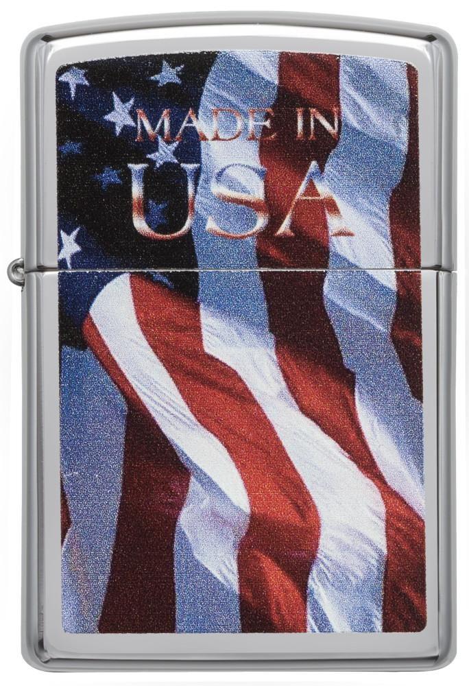 24797, Made in USA Flag, Color Image, High Polish Chrome Finish, Classic Case