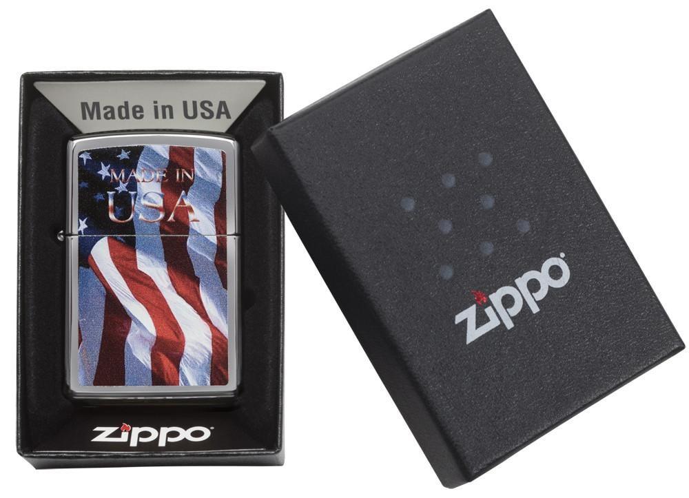 24797, Made in USA Flag, Color Image, High Polish Chrome Finish, Classic Case