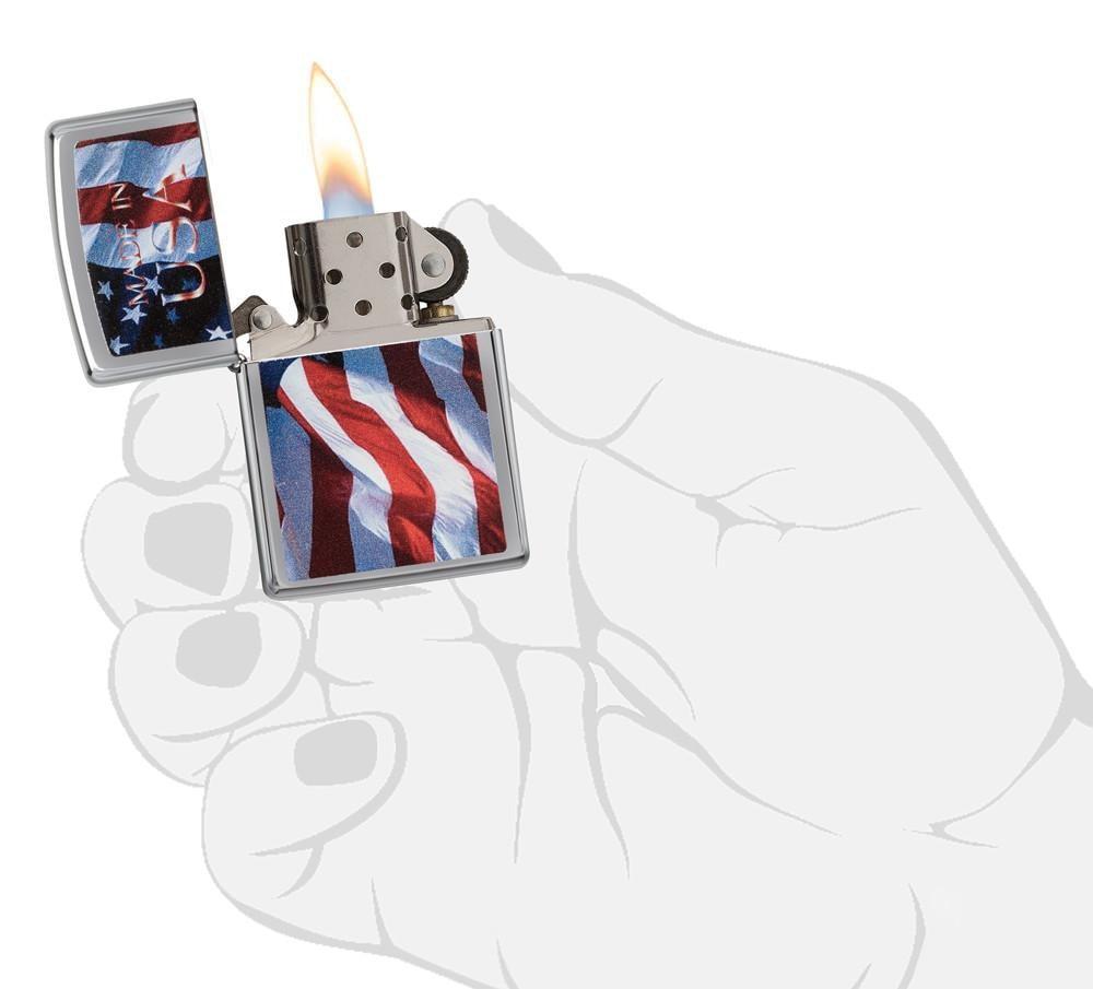 24797, Made in USA Flag, Color Image, High Polish Chrome Finish, Classic Case
