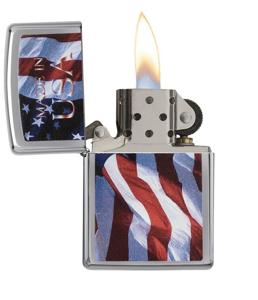 24797, Made in USA Flag, Color Image, High Polish Chrome Finish, Classic Case