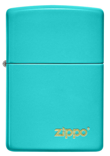 Front of Classic Flat Turquoise Zippo Logo Windproof Lighter