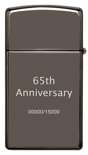 Back view of Slim® Black Ice® 65th Anniversary Collectible Windproof Lighter.